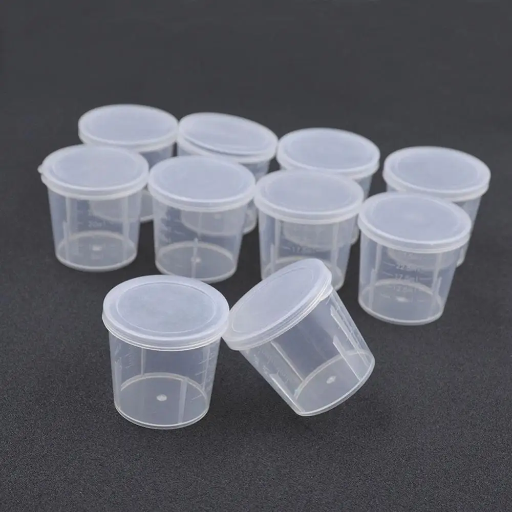 

10Pcs 30ml Plastic Measuring Cup Clear Scale Non-stick DIY Jewelry Making Measuring Cup Lab Chemistry Measuring Jug with Lid