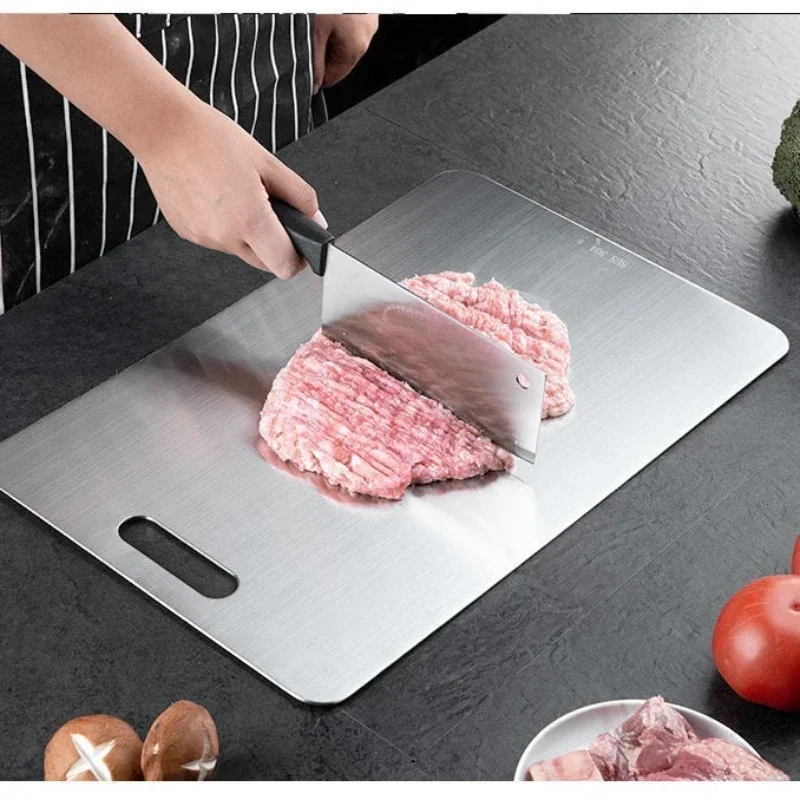 Commercial Grade 316 Stainless Steel Cutting Board Reversible 2-in-1 Antibacterial Non-Slip Kitchen Chopping Board for Food Prep