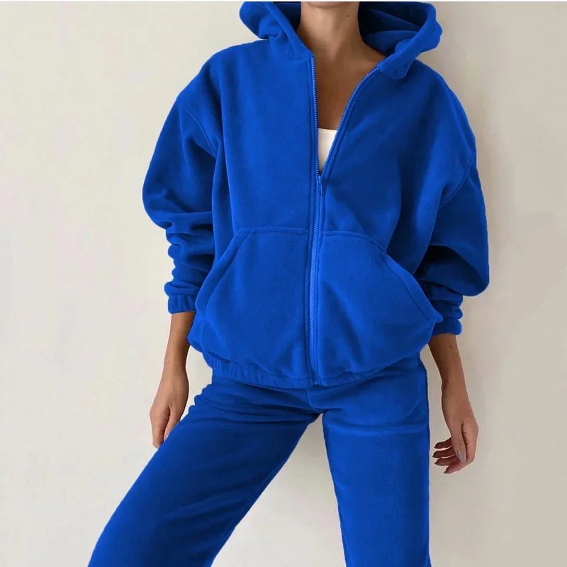 Women's New Pure Color Temperament Two-piece Simple Sports and Leisure Sweater Suit Women's Trend 2023 Autumn and Winter Fashion