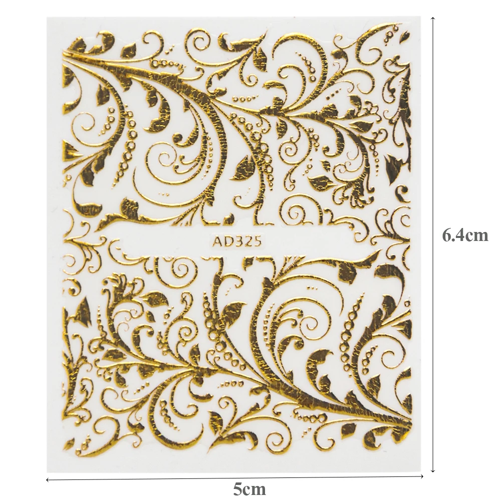 Nail Stickers 20Sheets Gold 3d Nail Art Stickers Hollow Decals Mixed Designs Adhesive Flower Nail Tips Decorations Salon Accessory LAAD301-326