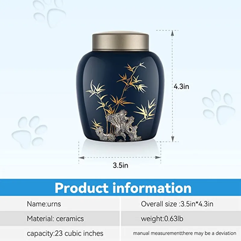 Ashes Urns for Cat Urns,Pet Urns for Cat Ashes,Cat Ashes Animal Ashe Pet Cremation Urn (Blue Clivia)