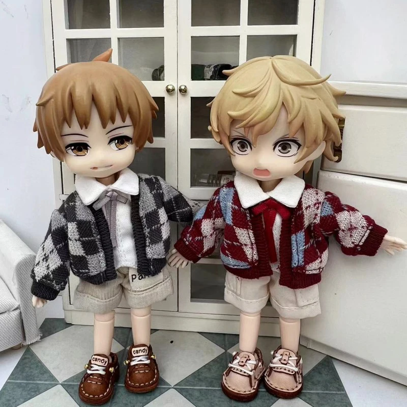 Handmade Obitsu 11 Vest Ob11 Doll Clothes Winter Sweater With Plaid Pattern For Gsc, Ymy Body, Ufdoll, 1/12bjd, Obitsu11