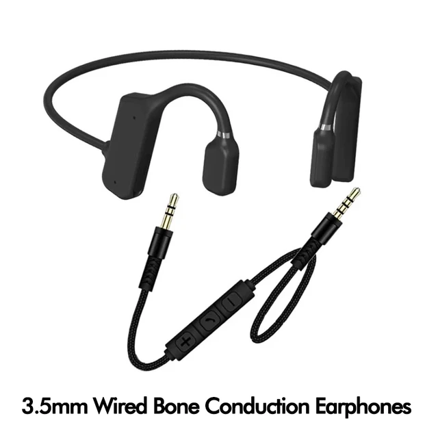 Auriculares de conducción ósea con cable de 3,5mm, cascos tipo C con  micrófono, ligeros, no
