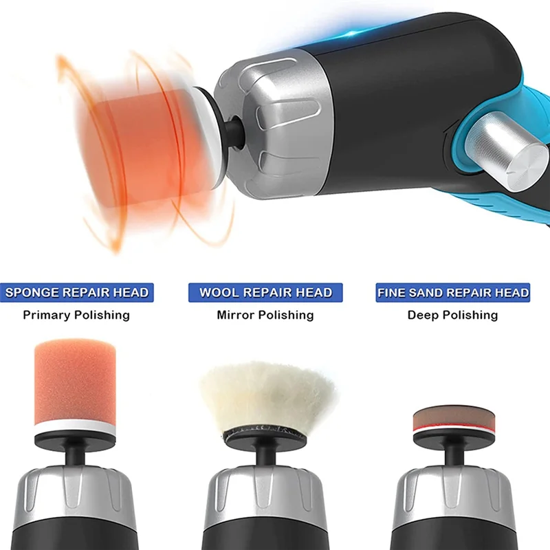 Cordless Car er Polisher,Mini Portable Polisher Tool Kit for Car Detailing W/12V 2000MAh Rechargeable Battery &Cable
