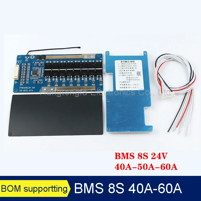 Bms 8S 24V 40A 50A 60A 18650 Battery Balance Board Li-Ion Lipolymer Charge Protection Pcb Equalization For E-Bike Escoote