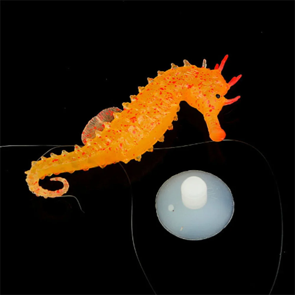 Artificial Hippocampus Silicone Night Luminous Landscaping Underwater Decorate Glow In Dark Aquarium Decoration Sea Horse 1pcs fish tank ornaments fish tank decorations aquarium ornaments mini landscape ornaments