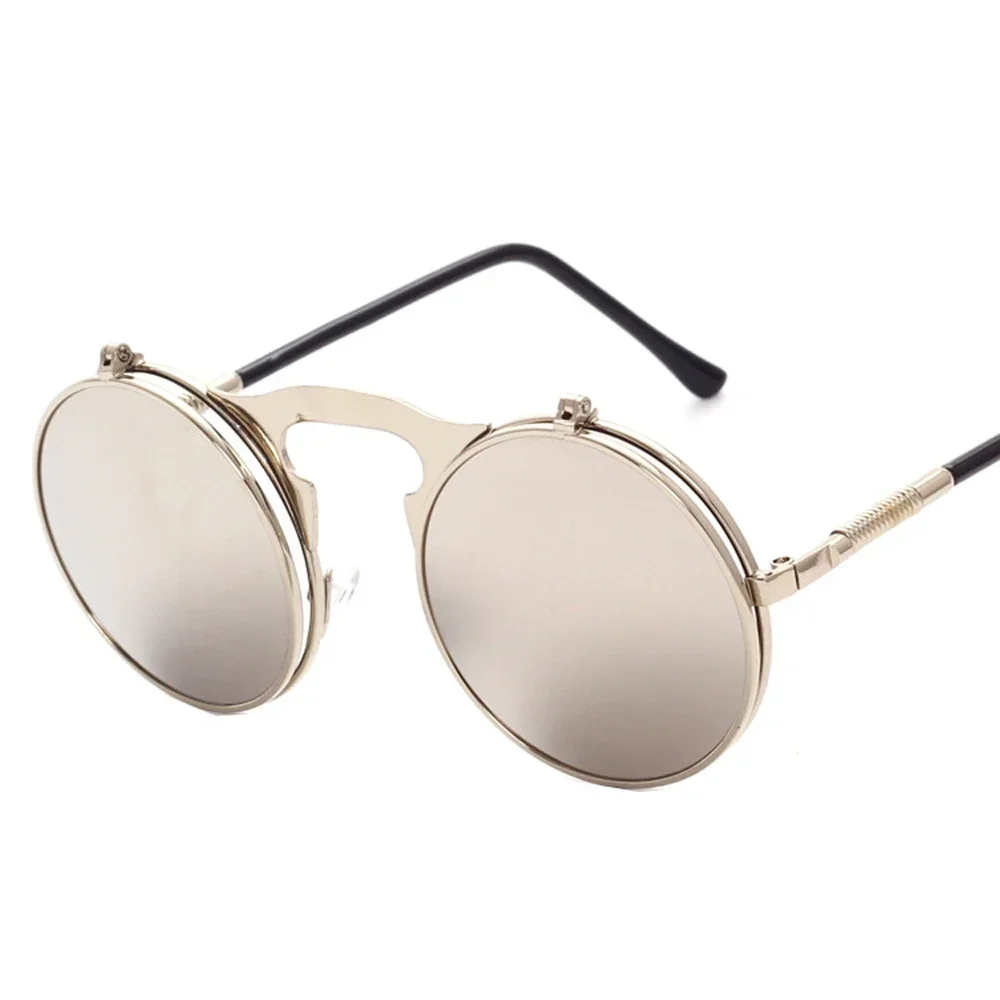 Lunettes De Soleil Rondes Rétro - Verres Rabattables, Monture Transparente - Neuf Avec étiquettes