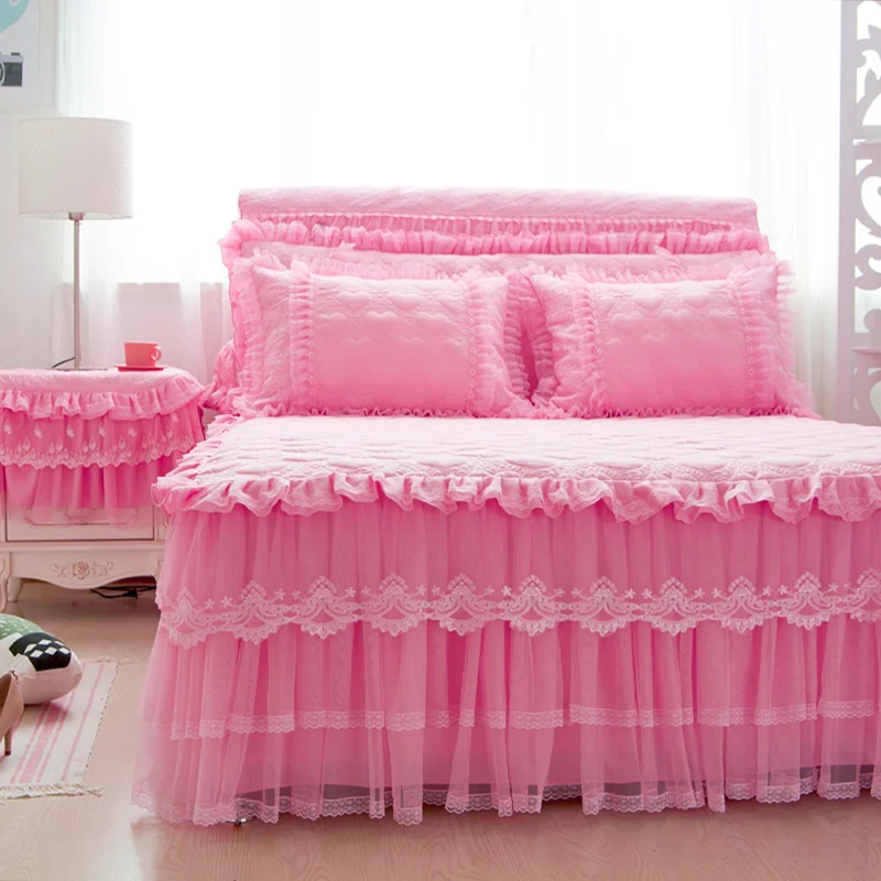Princess Bedding Bedspreads Sheet Lace Bed Skirt Pillowcases Bedding Set For Girl Bed Cover
