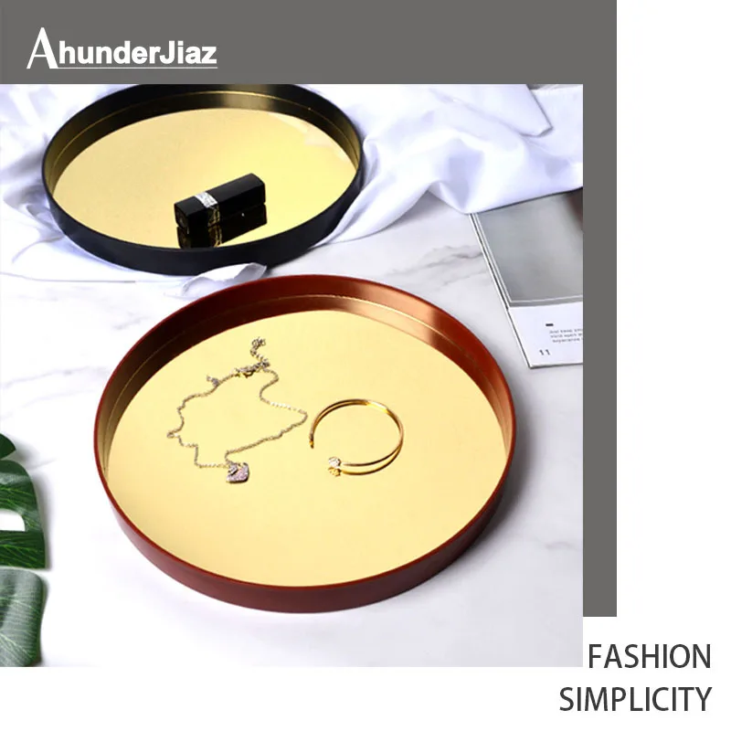 Round Mirror Tray Portable Living Room Porch Cosmetics Jewelry Aromatherapy Sundries Organizer Desktop Storage Home Decor | Дом и сад