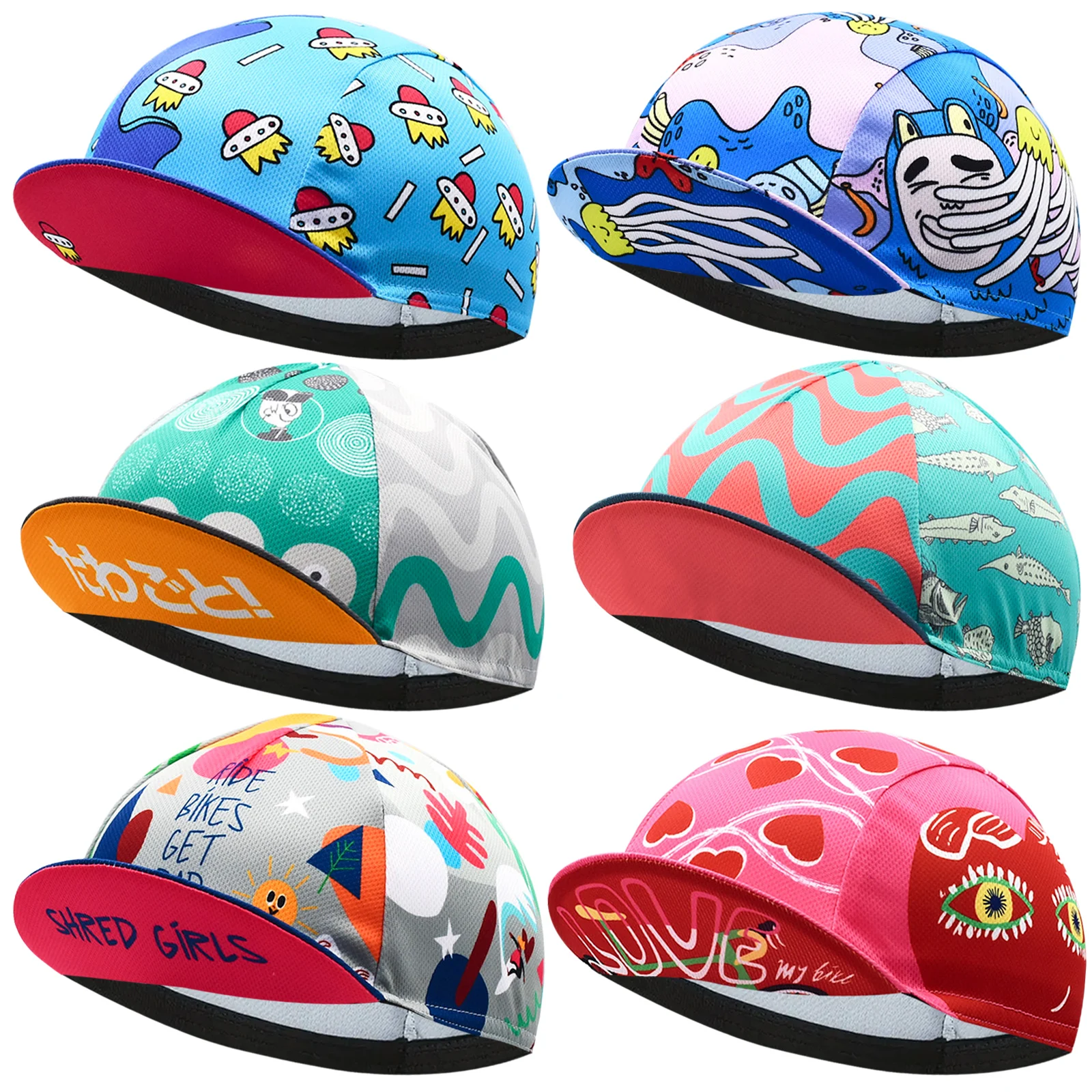 6 Types Colors Sea Fish Cycling Cap Breathable Unisex