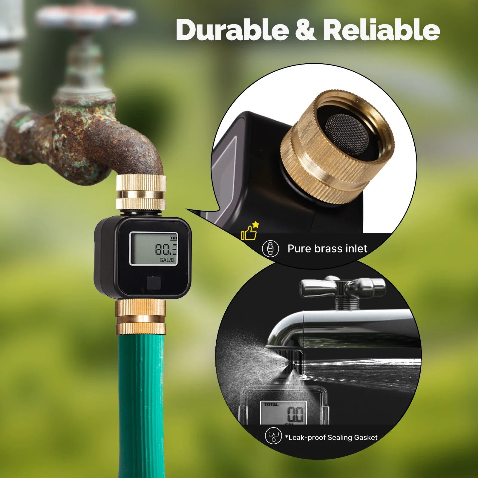 Water Flow Meter MOES Digital Water Flow Meter Brass Inlet Waterproof