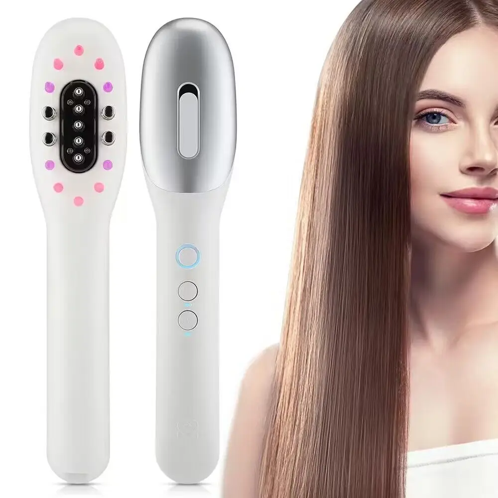 Anti Hair Loss Electric Massage Comb Red Blue Light Therapy Vibration Nourishing Scalp Head Massager For Hair Growth