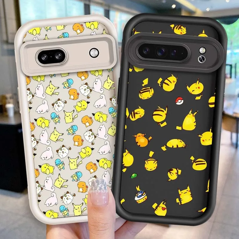P-Pokemones P-Pikachus Anime Eye Ladder Shockproof Soft TPU Phone Case
