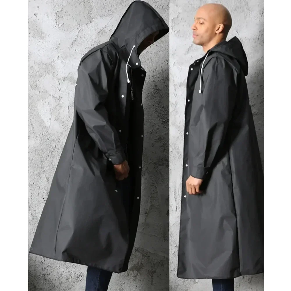 Hooded For Outdoor Hiking Travel Fishing Climbing Thickened Black Fashion Adult Waterproof Long Raincoat Women Men Rain Coat