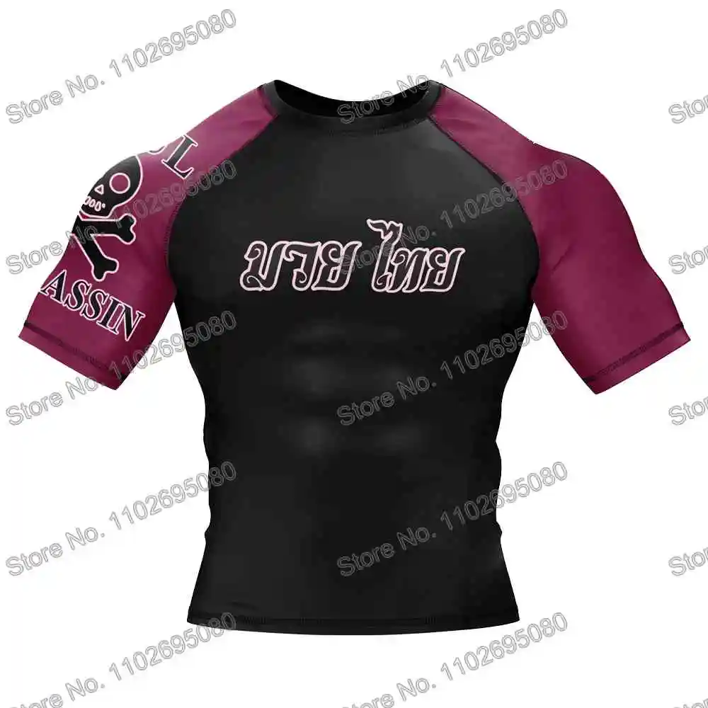 Muay Thai Surf Clothing BJJ MMA Men Rash Guard Short Sleeve Diving T-Shirt Tight Swimwear Summer Beach Floatsuit Women GYM Tops