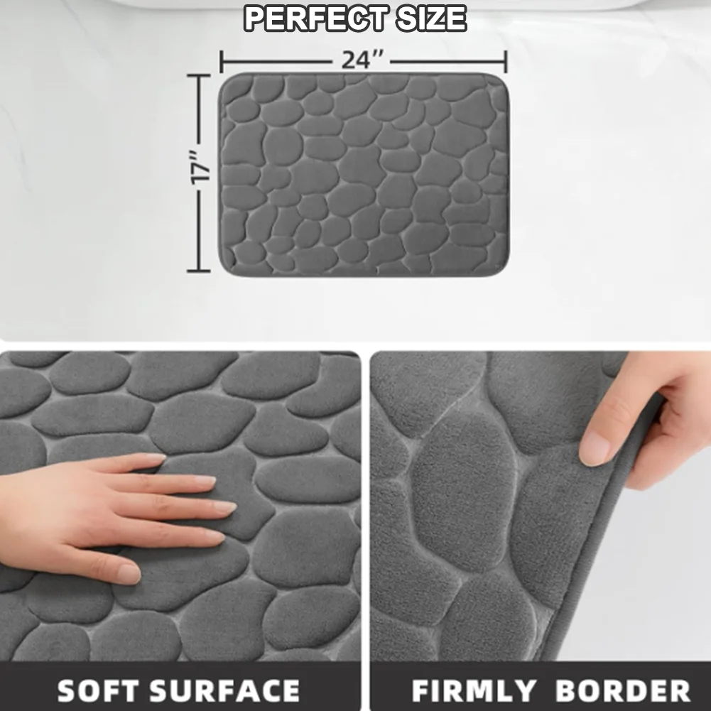 Premium Absorbent Non-Slip Quick-Dry Bathroom Mat with Cobblestone Design