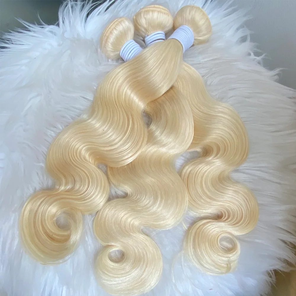 Blonde Bundles Human Hair 613 Body Wave Human Hair Bundles 28 30 32 Inch 3 Bundles 300 G 100% Unprocessed 12A Grade Brazilian Raw Weave Bundles Wet and Wavy Human Hair Extensions For Women