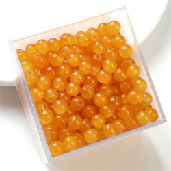 50 - Piece Set of Vibrant Glass Imitation Jade Beads for Handmade Jewelry Crafting (Orange)