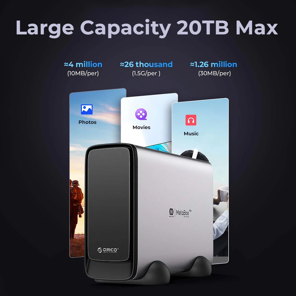 ORICO 3.5" inch SATA SSD HDD Storage Box NAS Network Smart Backup Hard Drive Enclosure Remote Access House Personal Cloud Server