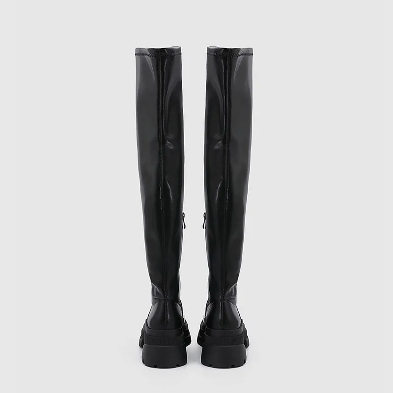 Women Sexy Boots Platform Punk High Thin Heels Over The Knee Long Boots Autumn Winter Zip Silver Casual Party Shoes Cowboy