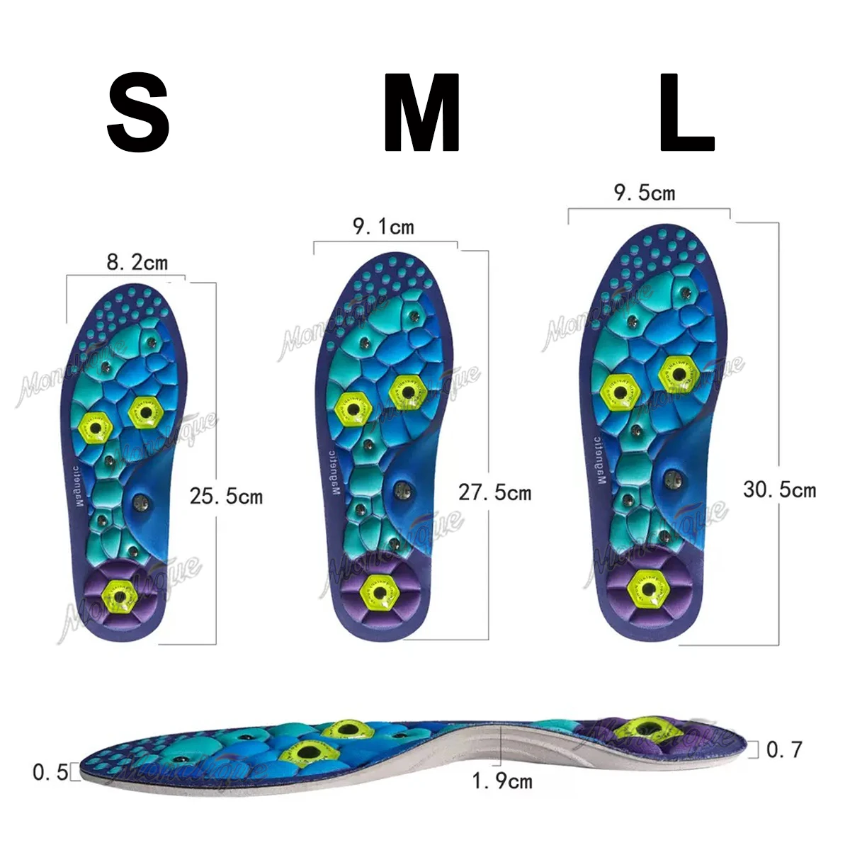 Orthopedic Acupressure Massage Insoles Shock Absorbing Boot Inserts Mens Sports Shock Absorption Insoles Arch Support Shoe Pads