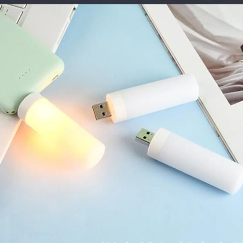 LED Flame Effect Fire Light Bulbs USB Base DC 5V Book Lamp for Power Bank Camping Lighting for home Christmas birthday party w28