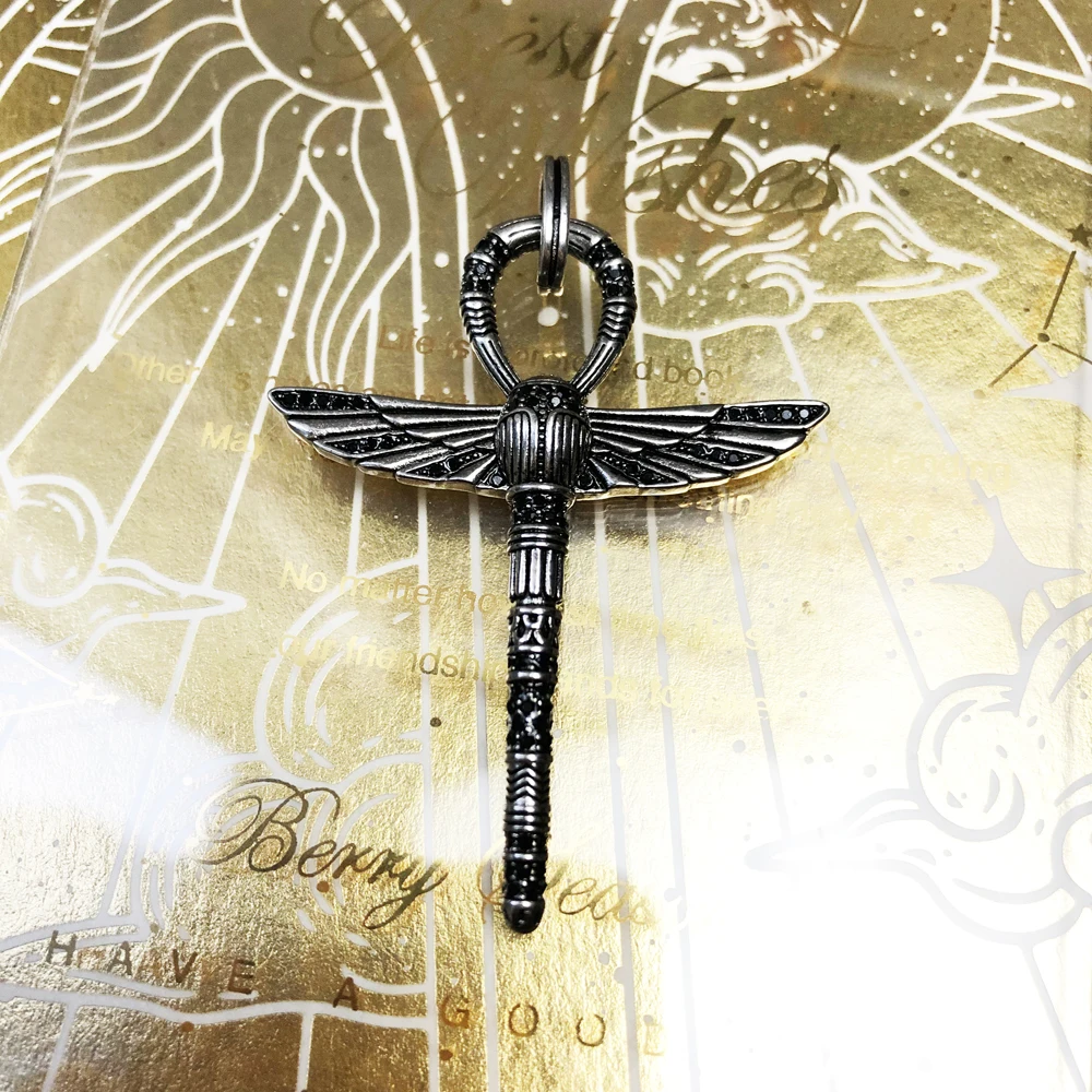 Large Scarab Ankh Cross Pendants Amulet New Jewelry Vitnage 925 Sterling Silver Accessories Gift For Women Men