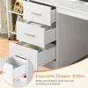 White Boys and Girls Desk with 3 Drawers, Wooden Kids Study Desk with Hutch, Drawing Writing and Learning Desk with Bookshelf 6