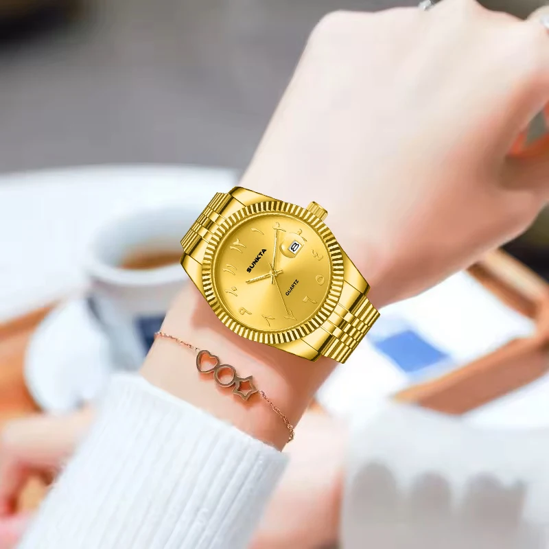 LIGE 2026 New Gold Watch Women Creative Steel Waterproof Luminous Wrist Watch For Women Simple Bracelet Quartz Ladies Watches