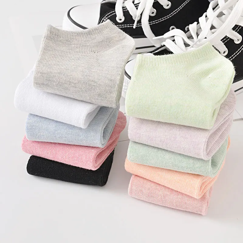 

New Socks Candy Color Short Socks Polyester Cotton Solid Invisible Shallow Mouth Harajuku Fashion Socks