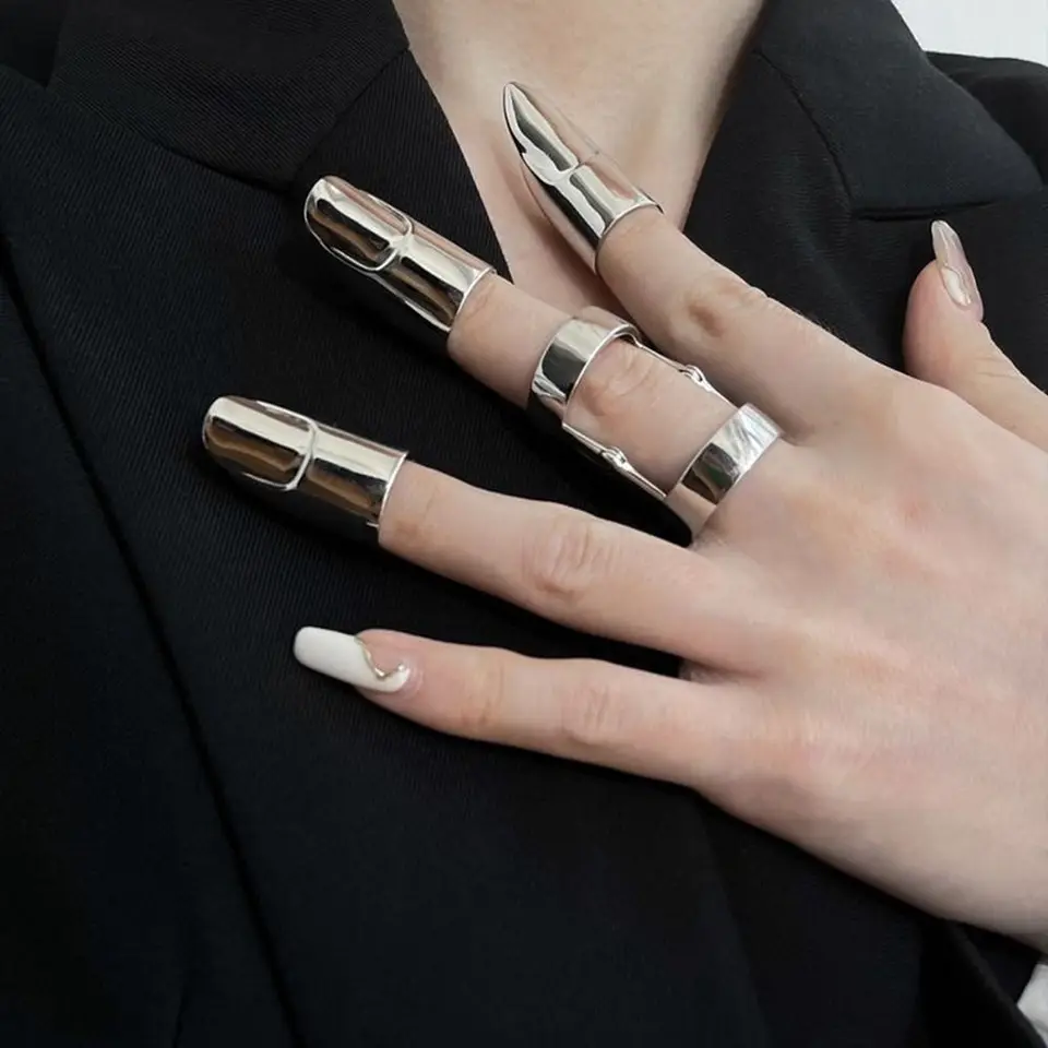 Rumtock Silver Spider Fingertip Ring – Nail Cap Jewelry For Halloween & Punk Fashion, Size 5.5