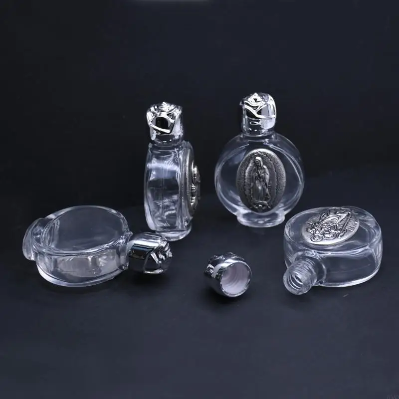 85AD Empty Holy Water Bottle with Lid Clear Glass Praying Supplies