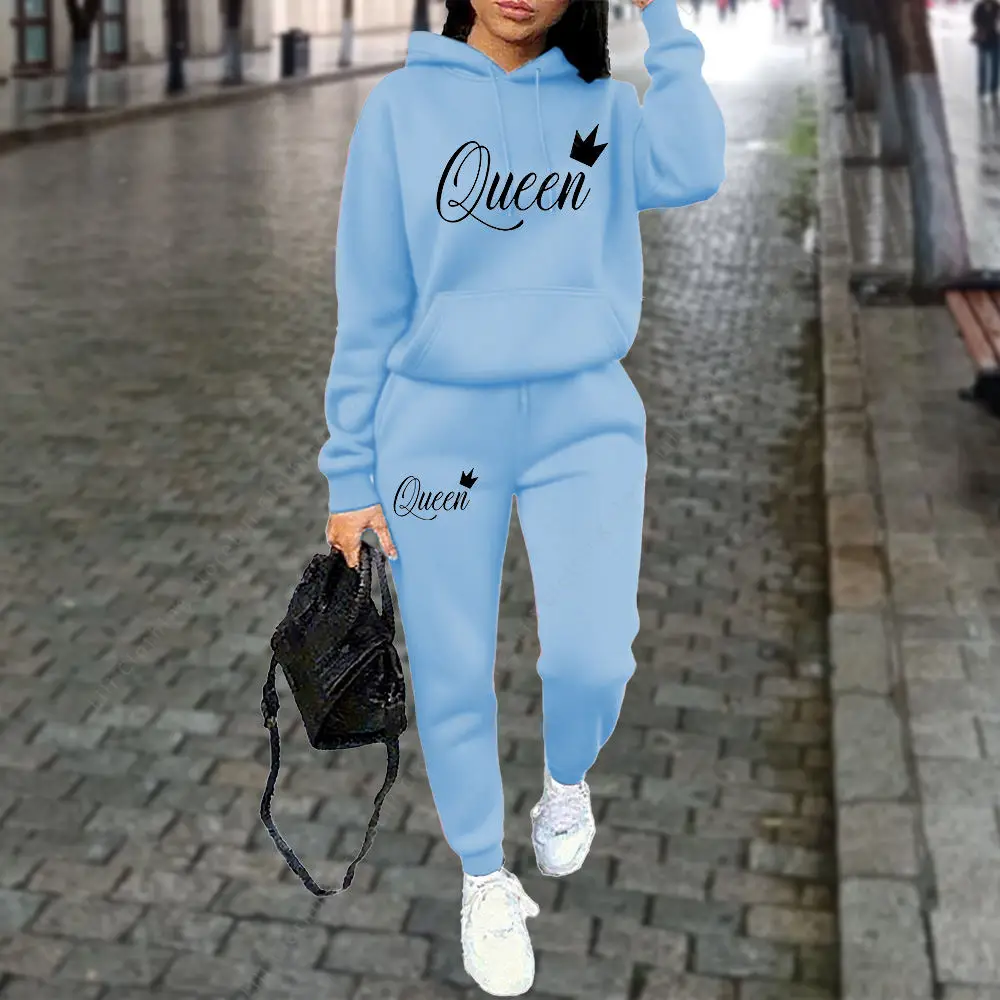 Queen Letter Hoodie & Joggers Set - Image 6