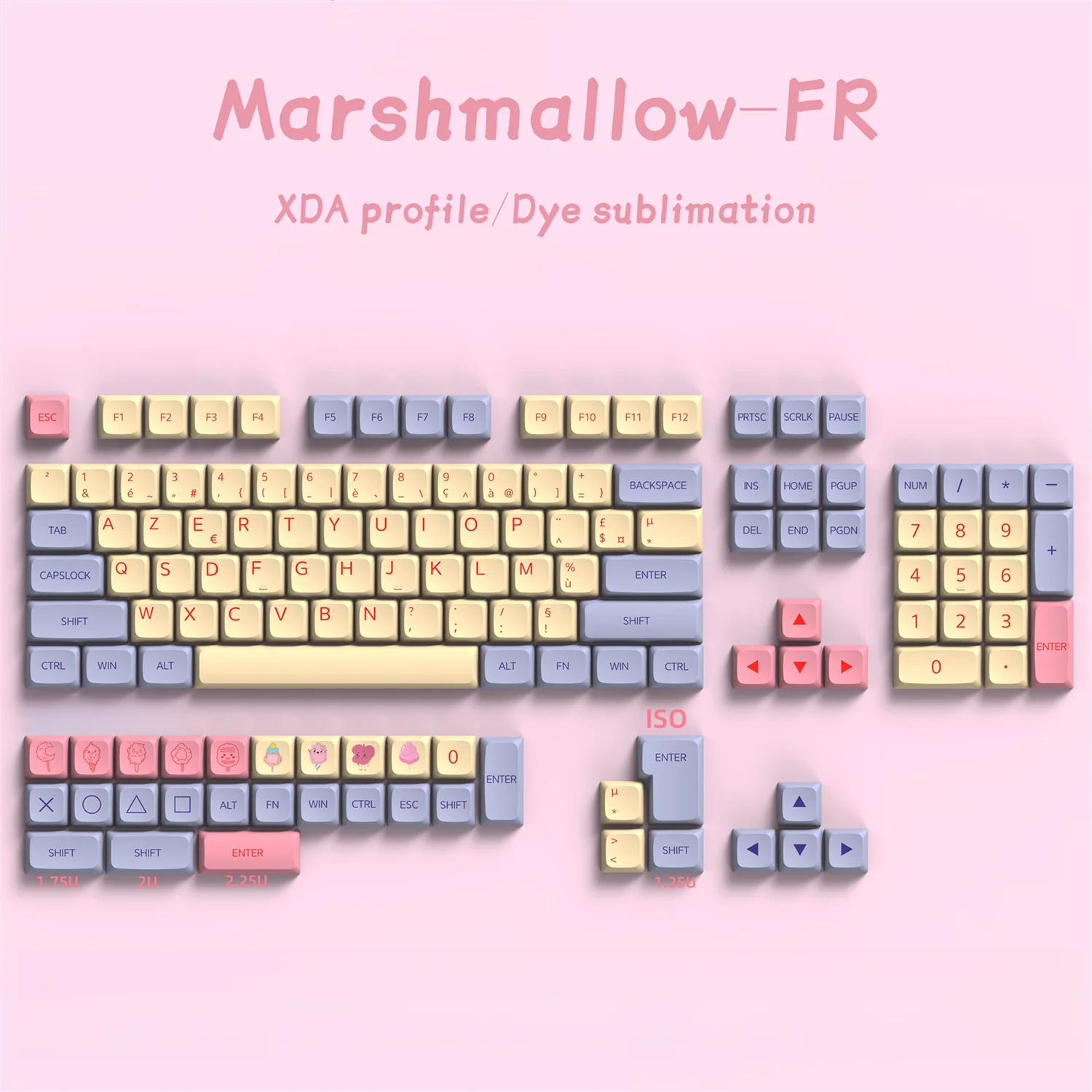 Francês fr Pbt Xda Keycaps Teclado Mecânico Dye Sub Layout Iso Azerty Cherry mx Switch Gmk67 Gmk67 - Imagem 3