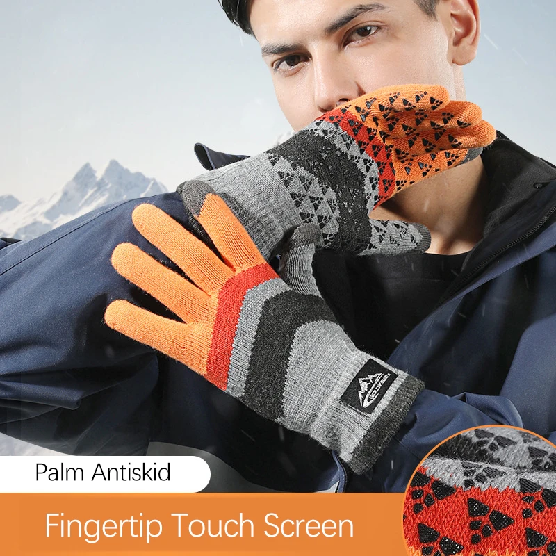 Warm Cycling Gloves Men Women Fashion Fleece Personality Windproof Triangular Non-Slip Touchscreen Wool