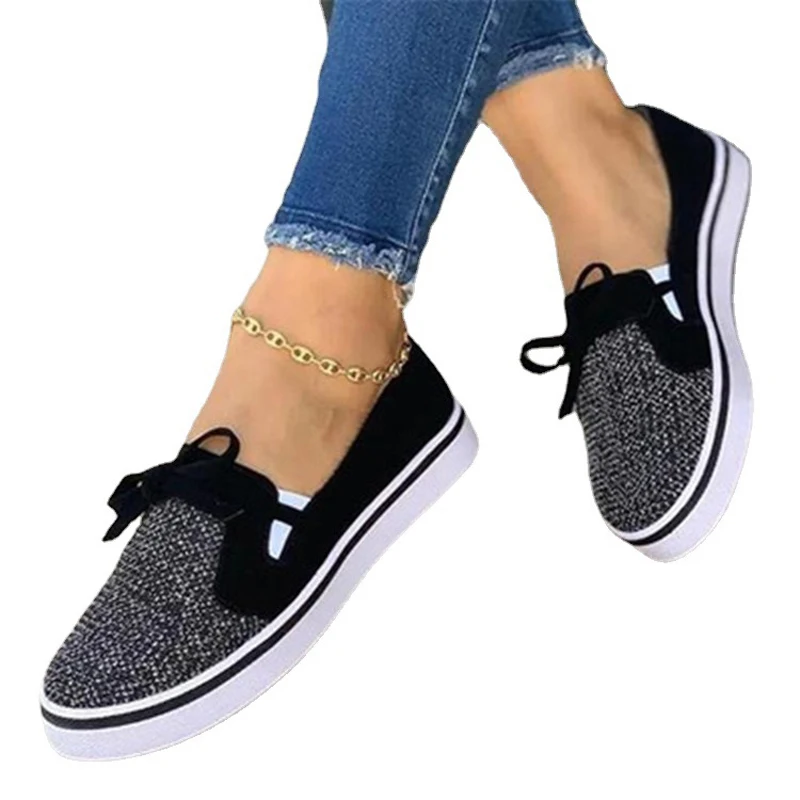 2024 Women's Flat Mesh Shoes Ladies' Loafers Daily Wear Bow-tie Shallow Breathable Slip-on Soft-sole Lazy Lightweight Plus Size