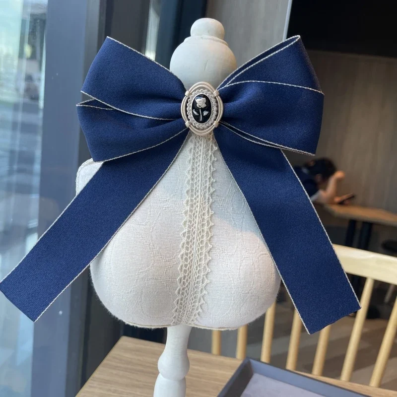 여성용 레트로 원단 활 타이 크리스탈 진주 꽃 브로치, 대학 스타일 셔츠 칼라 핀 넥타이, 한국 패션 주얼리 선물