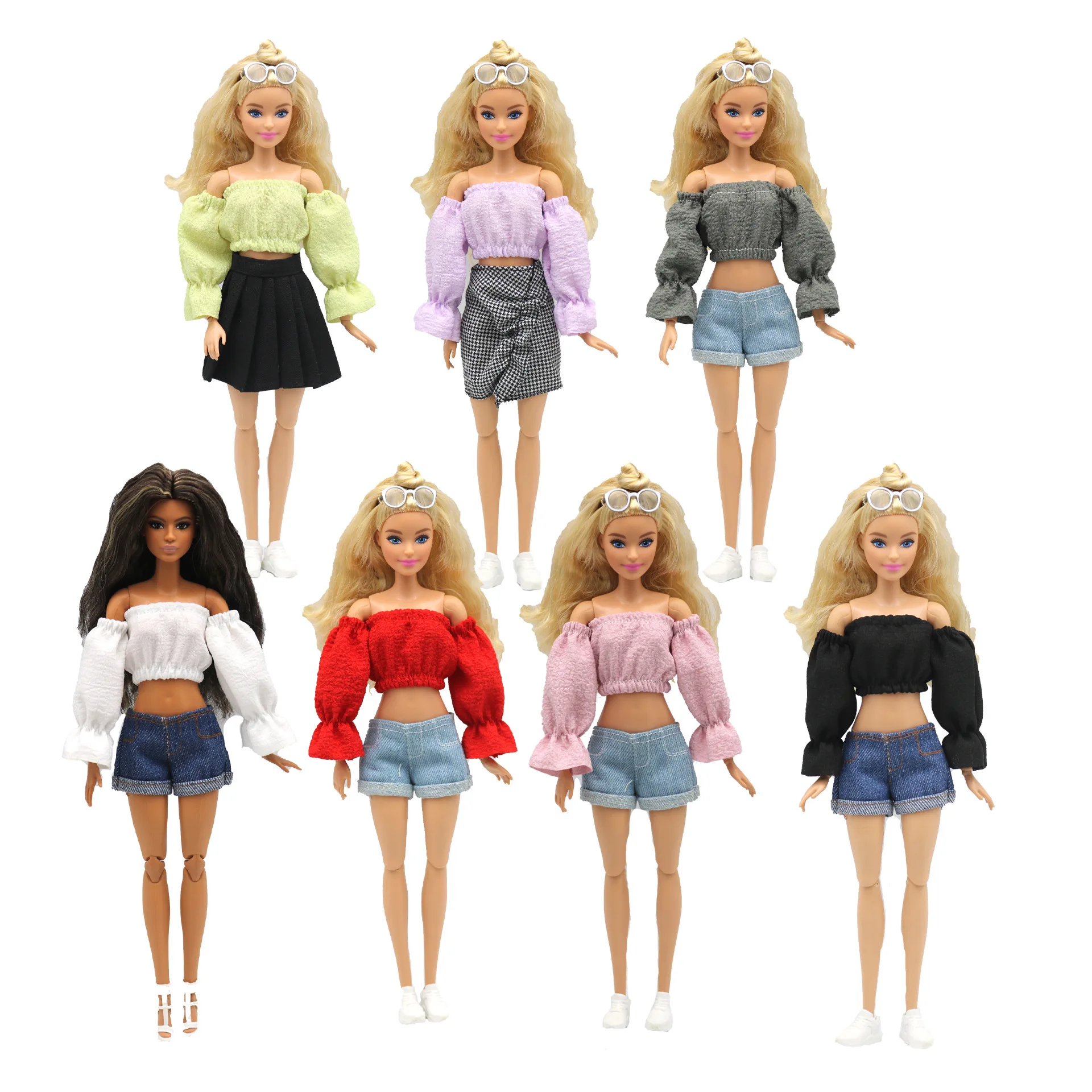 Barbie Doll Clothes Outfits Clothes top pant skirt for Barbie Princess Doll Clothing for 1/6 BJD Dolls House Girl Gift doll accessories red black barbie doll clothes,doll clothes,doll accessories