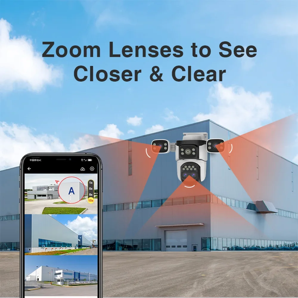 Vstarcam 4K 8MP Telecamera IP Quattro Obiettivi di Sicurezza Esterna WIFI Smart Tracking Cam Video Sorveglianza Zoom 10X IP66 Telecamera Impermeabile - immagine 2