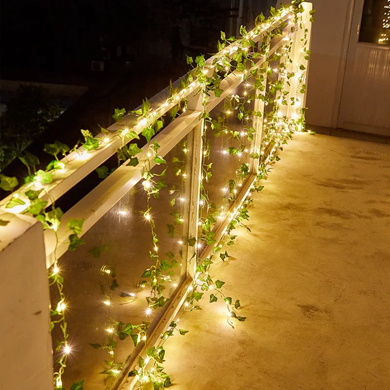 

10m 100Led Artificial Ivy Solar String Lights Green Leaf Vine Fairy Lights Home Decorative Garland Lamp for Weeding Room Decor