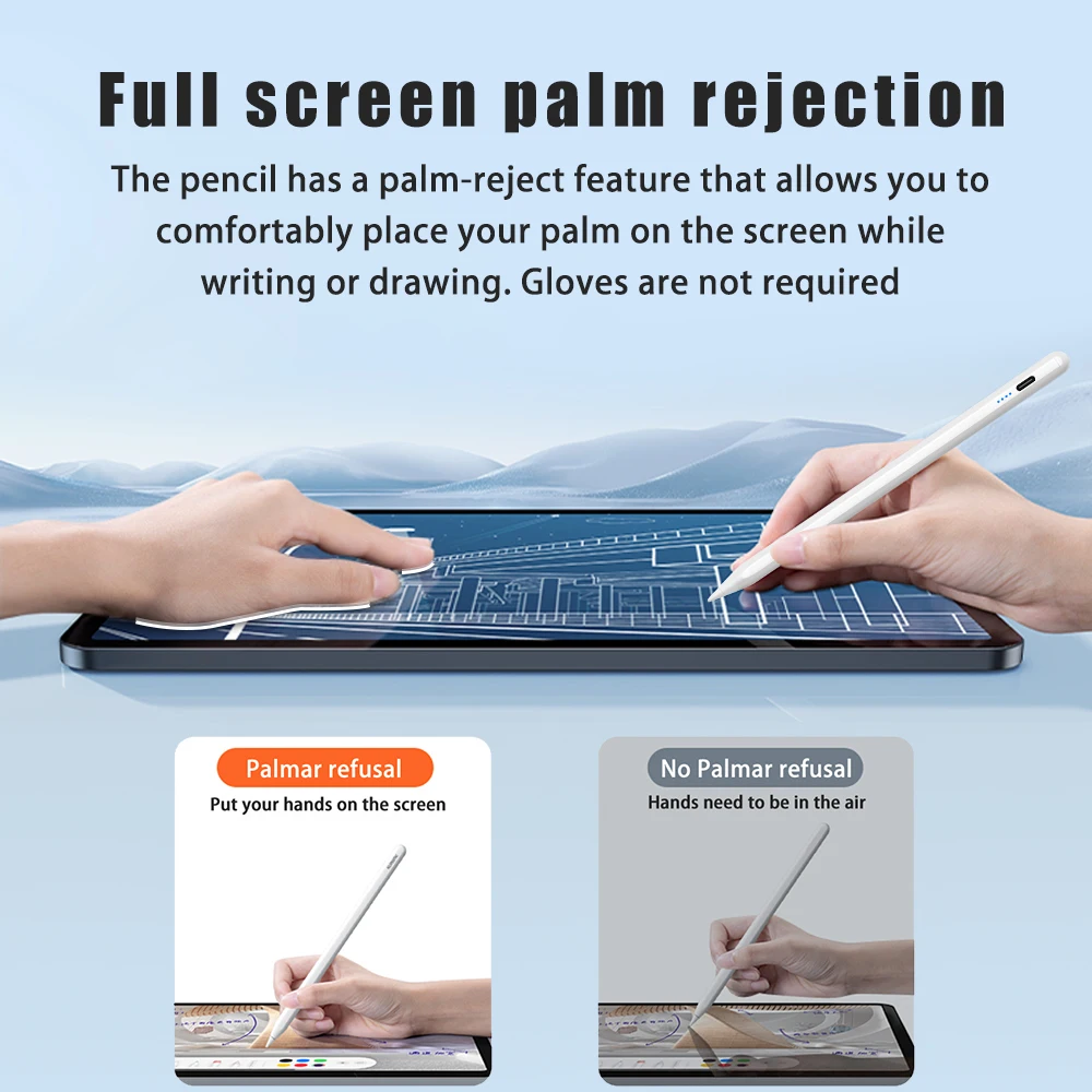 Apple Pencil com Capa de Rejeição de Palma Ipad Gen Stylus Pen 20232023 Pro Air Mini Acessórios Ipad Inclui Nib e Case - Imagem 2