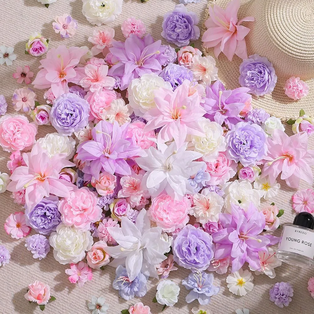 10/20/50 Stück Gemischte Künstliche Blumenköpfe Seidenblumen für Hochzeit Brautdekoration Partyzubehör Heimdekoration Geschenk Ornament
