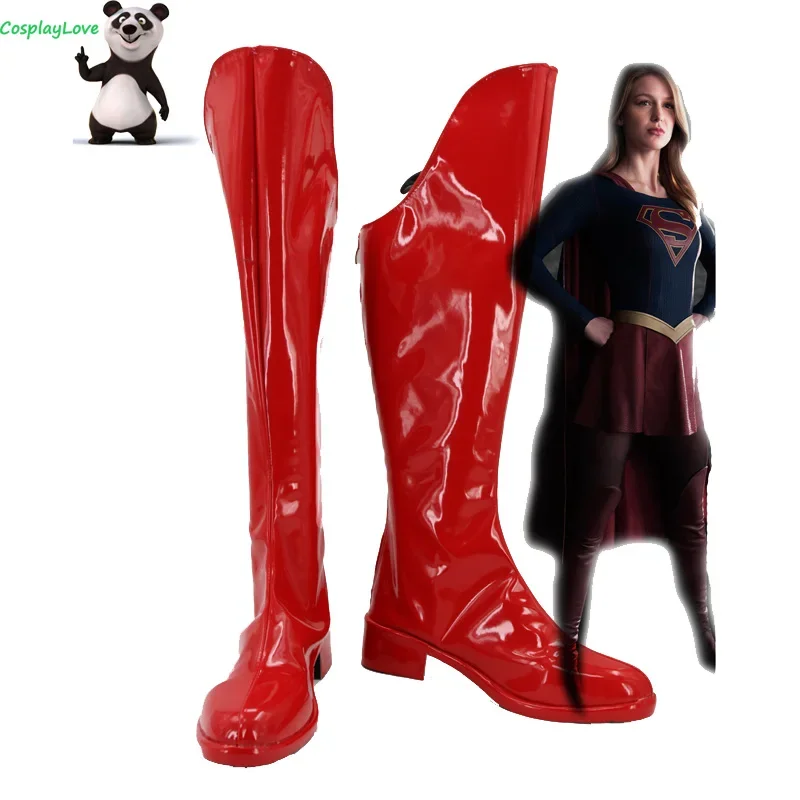 

CosplayLove SuperGirl Cosplay Shoes Newest Custom Made American Movie Red Long Boots For Girl Boy