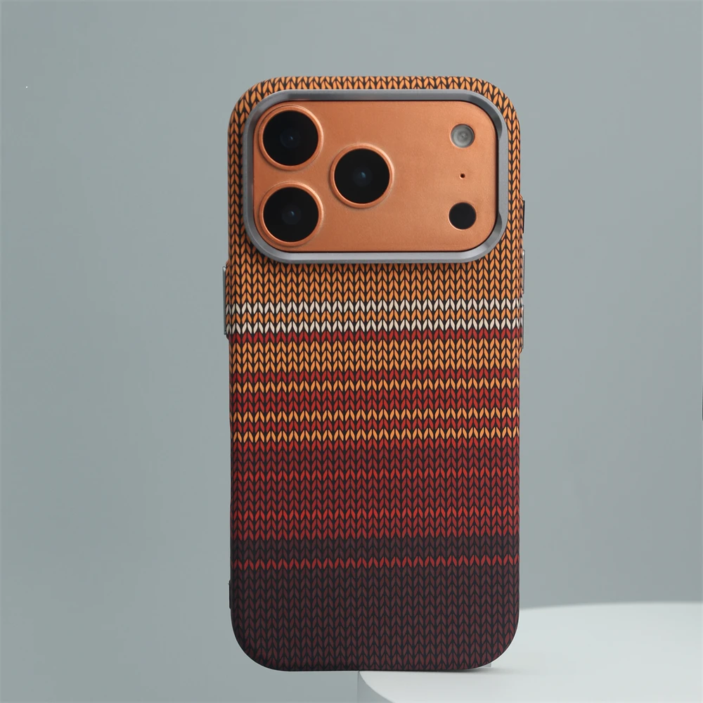 Sleek Carbon Fiber Texture Phone Case with Magsafe & Alloy Lens Cover
