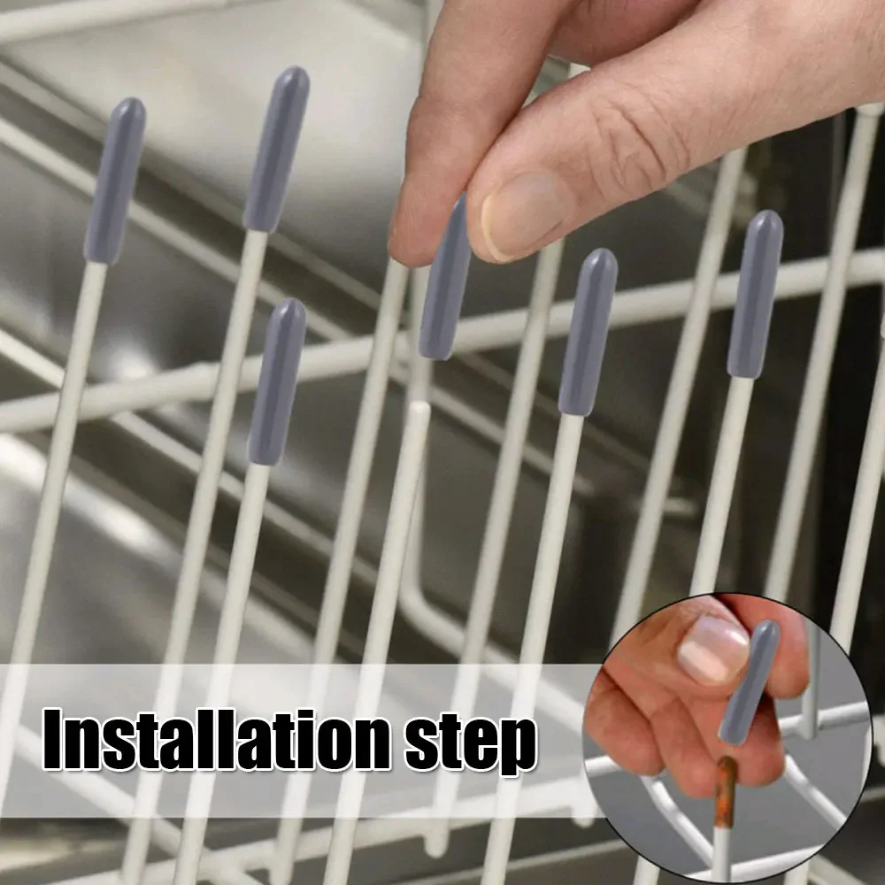 100X Dishwasher Rack Cap Tip Cover Cap Flexible Round End Protective Sleeves for Sharp Article To Prevent Collision Supplies