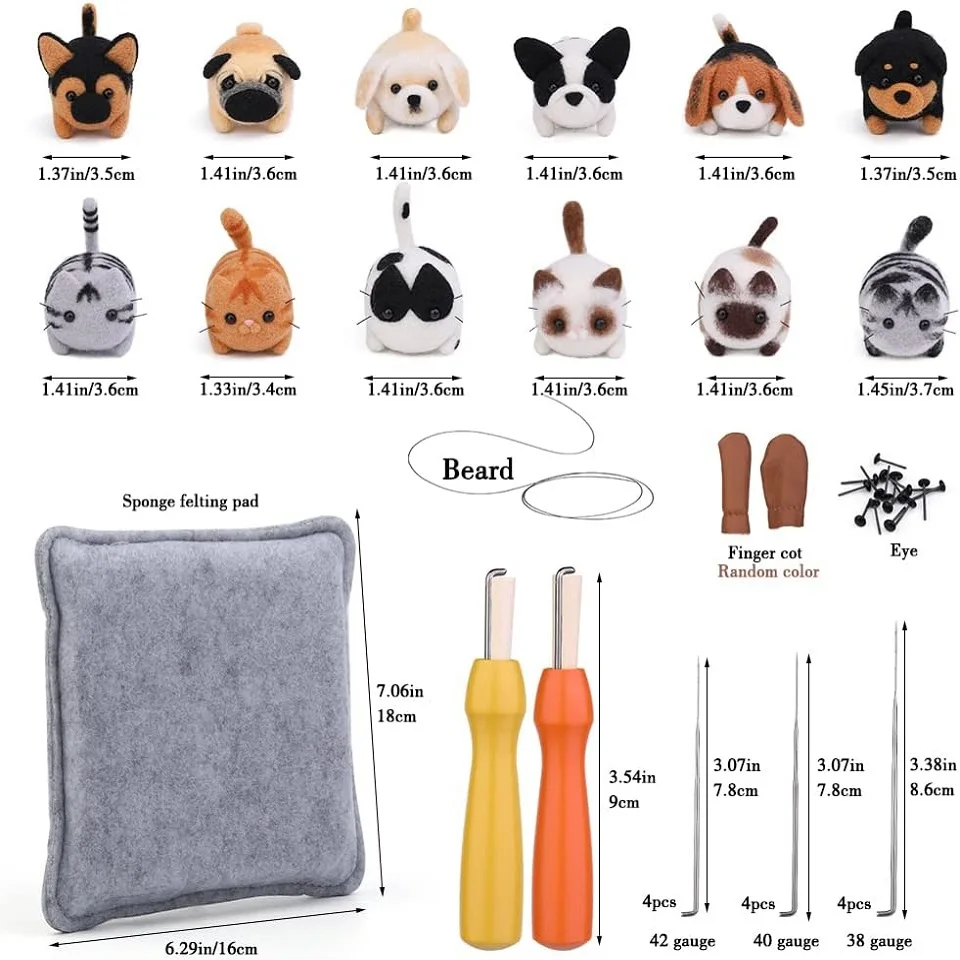 Doll Making Wool Needle Felting Starter Kit 12Pcs With Finger-cot And Instruction for DIY Handmade Home Decoration