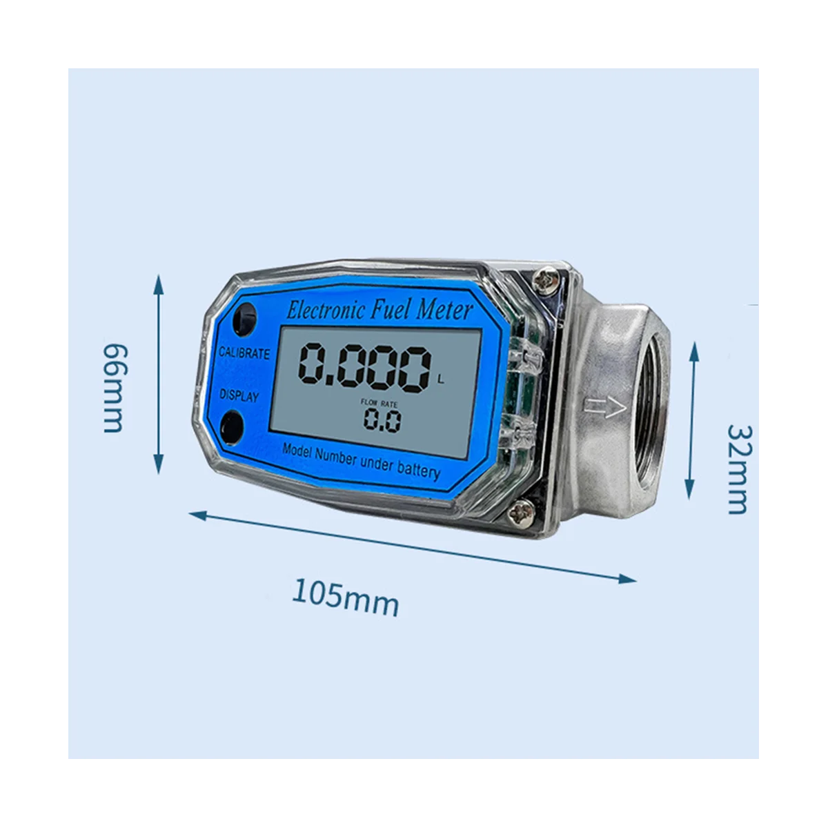 25 Digital Turbine Flow Meter for Measuring Gasoline Water Sea Liquid Flowmeter Blue