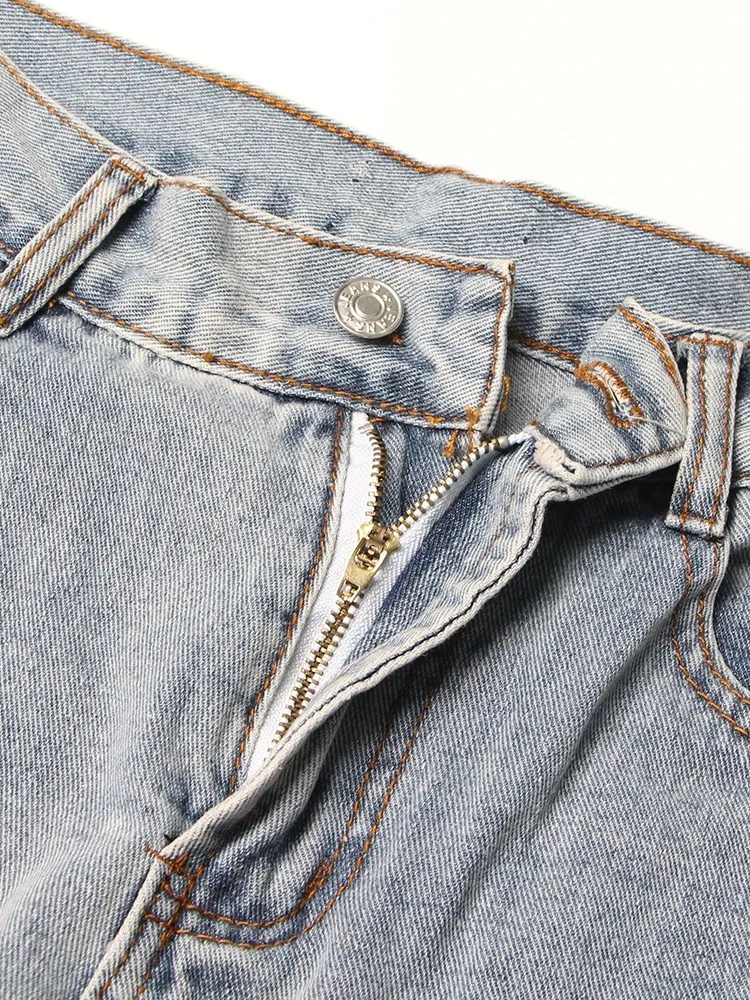BPN Fashion Detachable Jeans Women's High Waist Spliced Zipper Slimming Streetwear Straight Denim Pants Female Style Clothes New