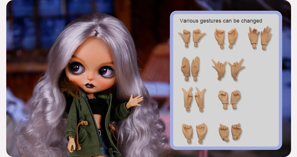 Madonna - Premium Custom Neo Blythe Doll with Purple Hair, Tan Skin & Matte Cute Face 2