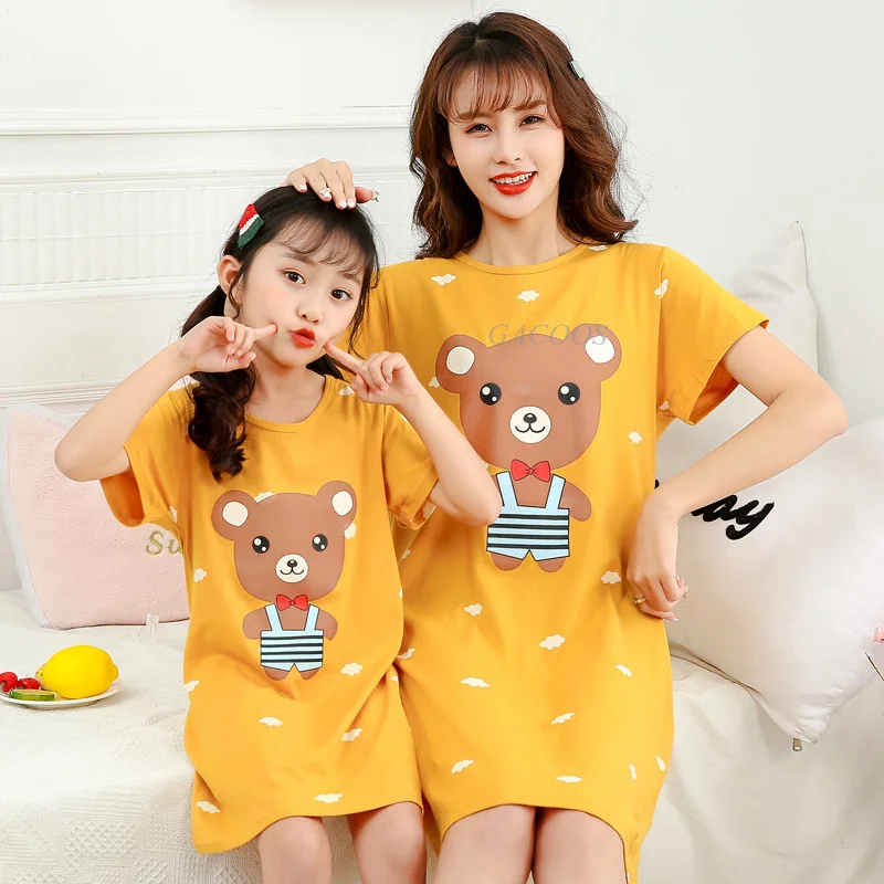 Jindal Garments Full Sleeve Cotton Printed Nightwear Night Dress Clothing  Set for Kids Girls in Pink Color